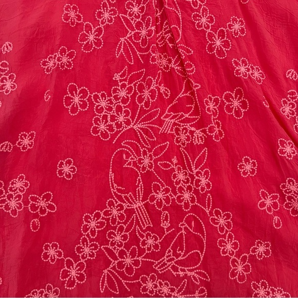 Johnny Was Birdie Marisol Embroidered Long Sleeve Tunic Top Coral Pink SZ M - Picture 9 of 14